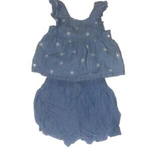 ⭐️3/$20 Baby Girl Carter's 2-Piece Set - Blue Denim Summer Set Size 3 months